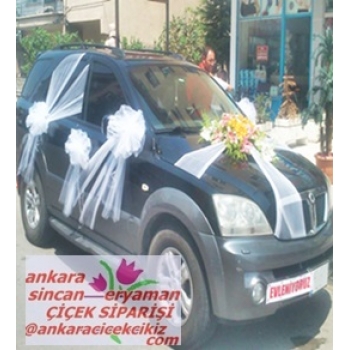 Sincan Çiçekçileri - Düğün Nikah Arabası Çiçekli Süslemesi
